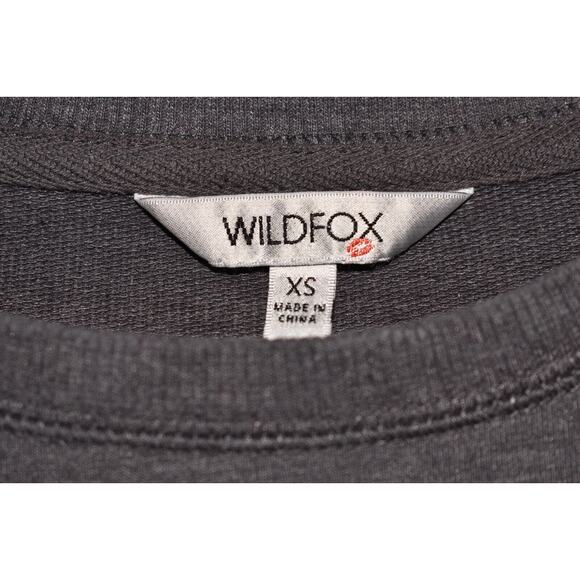 WILDFOX $108 "Easy Does It" Statement French Terry Crewneck Sweatshirt Gray XS - Picture 3 of 3